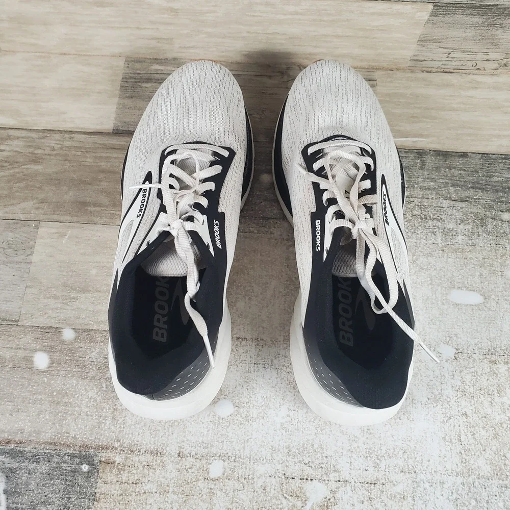Brooks Anthem 7 Womens Shoes Sz 9 B Regular White Black Tan Mesh Lace Up Sneaker